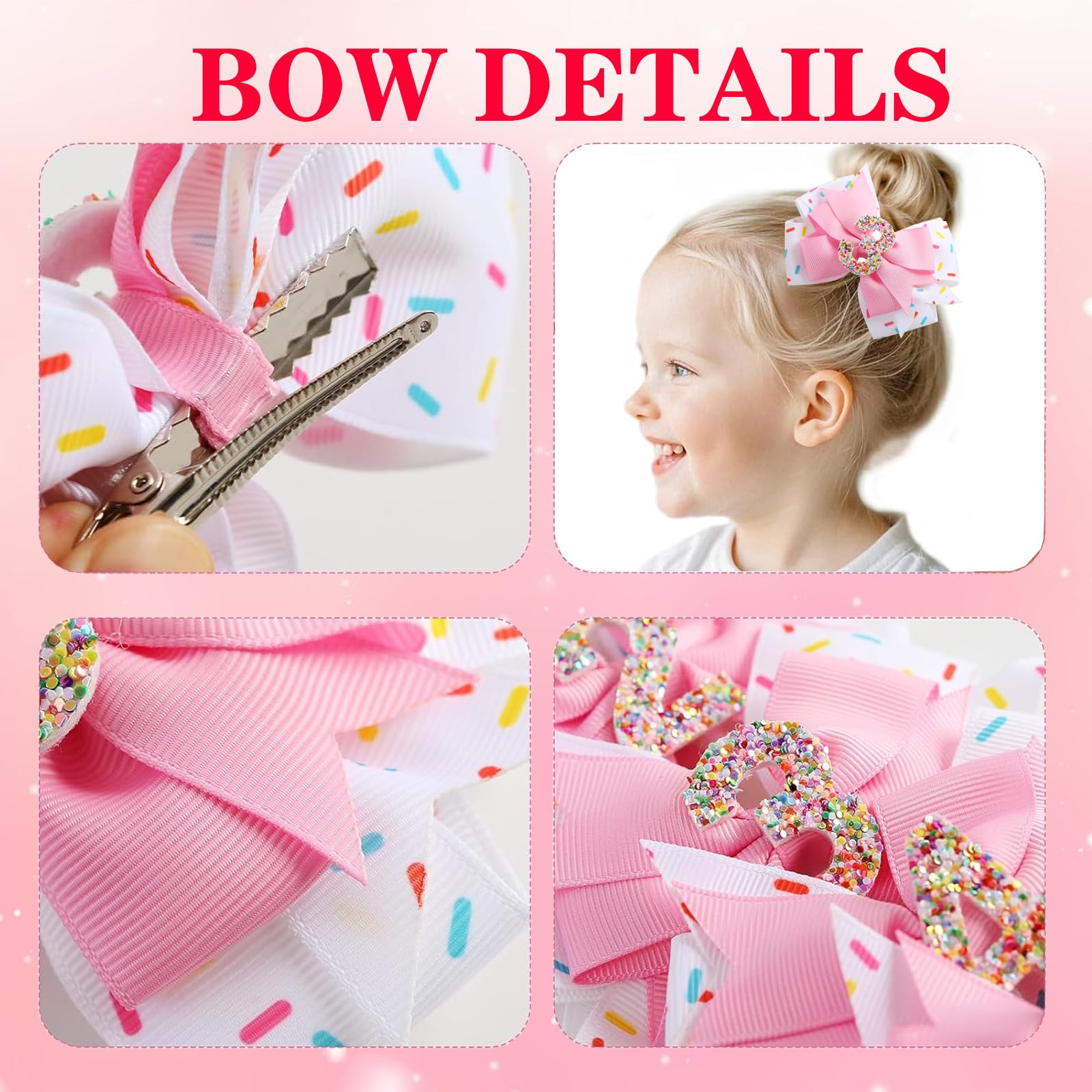 Roffiy donut-themed hair bow features 3D texture for playful party looks