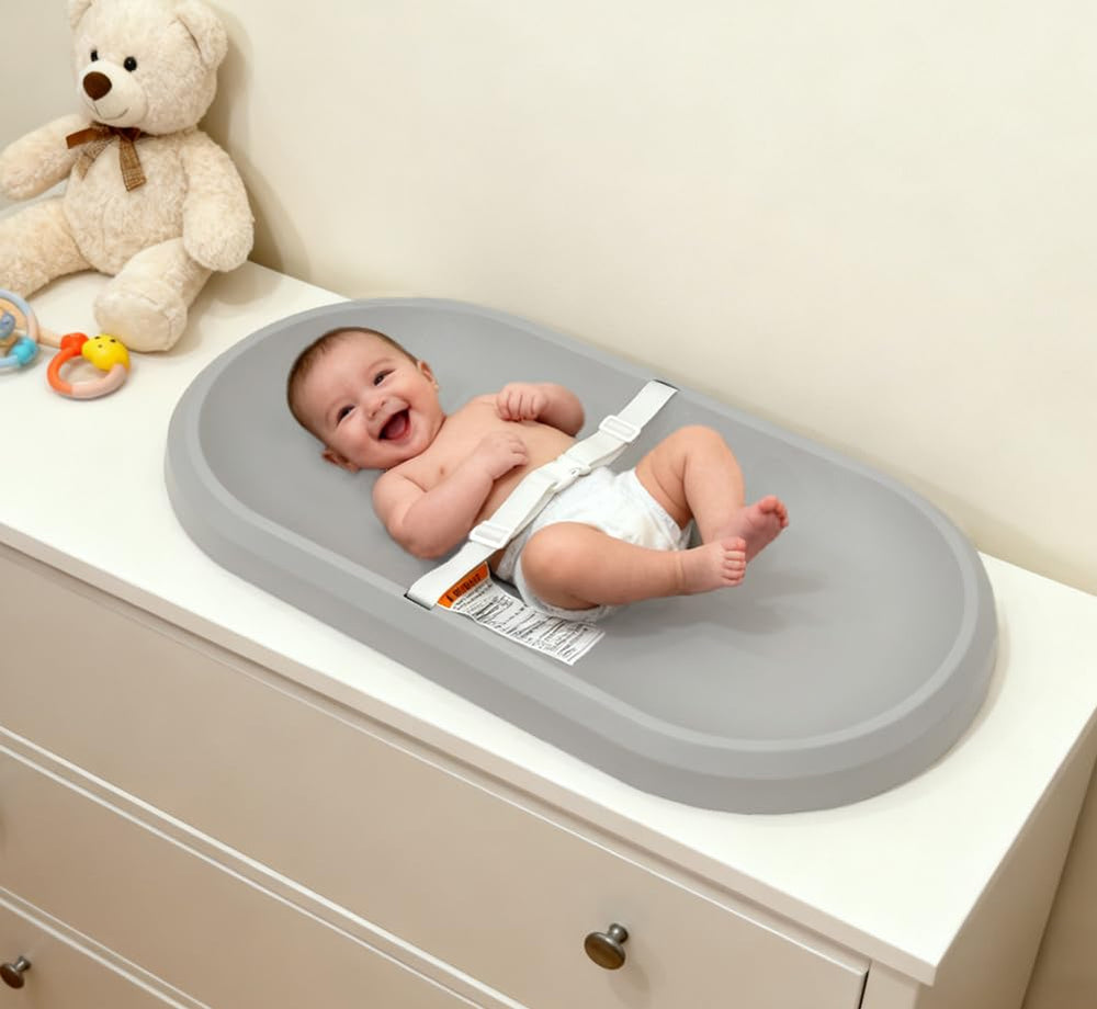 ROGSOUTH changing pad gray-surface complements nursery decor and routine.