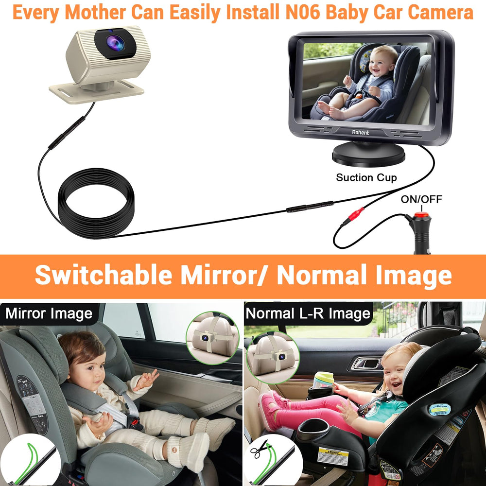 Rohent 150-degree wide-angle lens covers back seat with minimal blind spots.