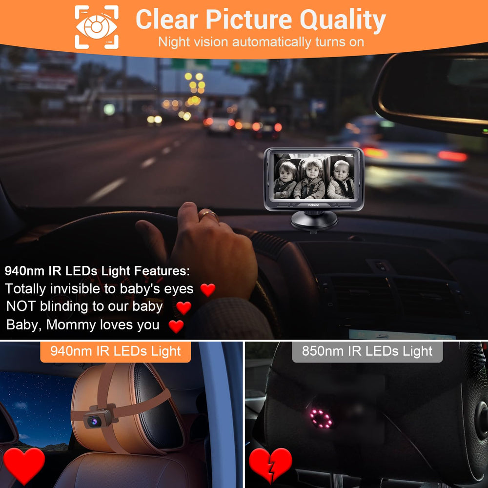 Rohent baby car camera with 360-degree rotation for flexible family viewing