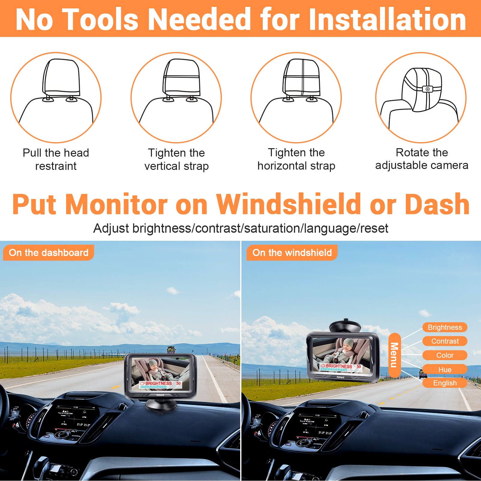 Rohent beige-interior design match enhances car aesthetics while monitoring.
