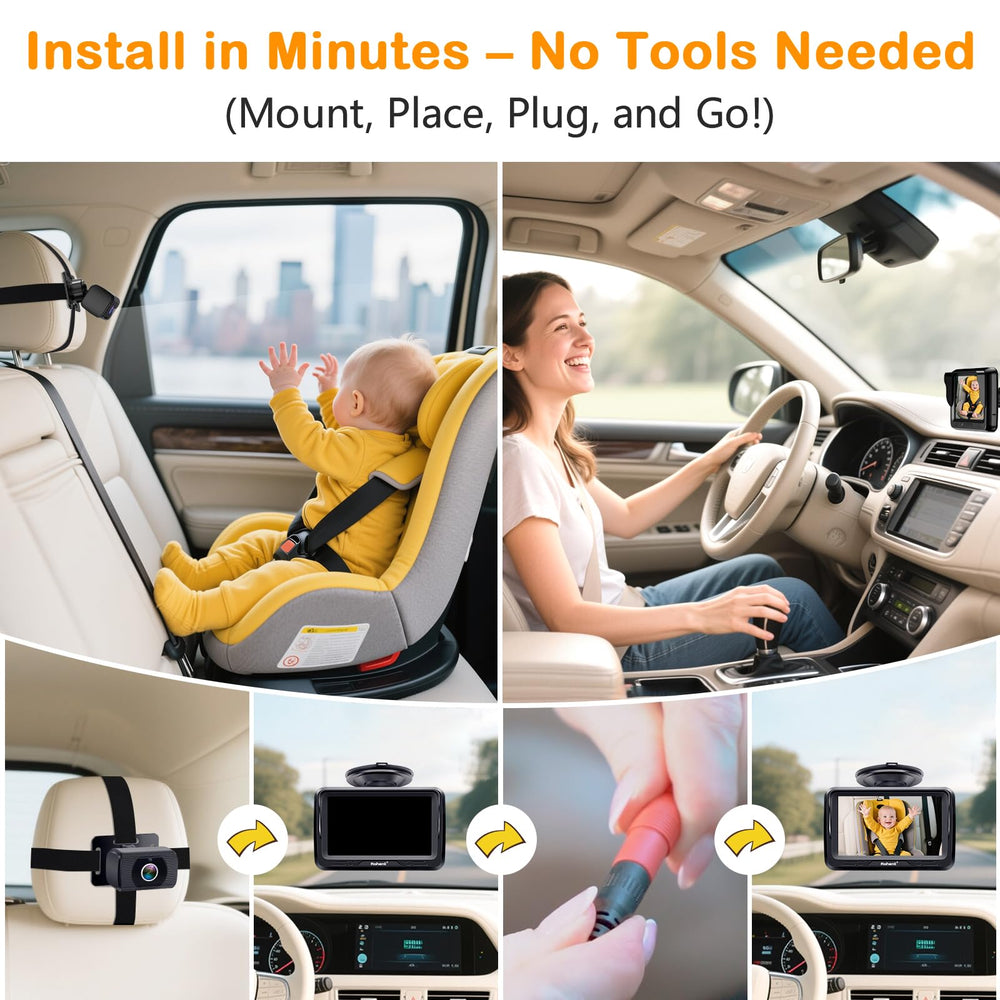 Rohent car camera 150-degree wide view ensures full backseat visibility