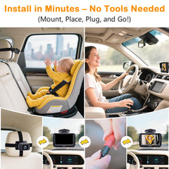 Rohent car camera 150-degree wide view ensures full backseat visibility