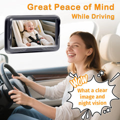 Rohent car camera night-vision view in low light keeps baby in sight