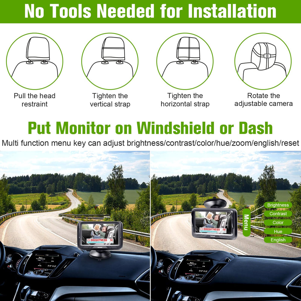 Rohent car camera 1080p HD video for real-time baby monitoring