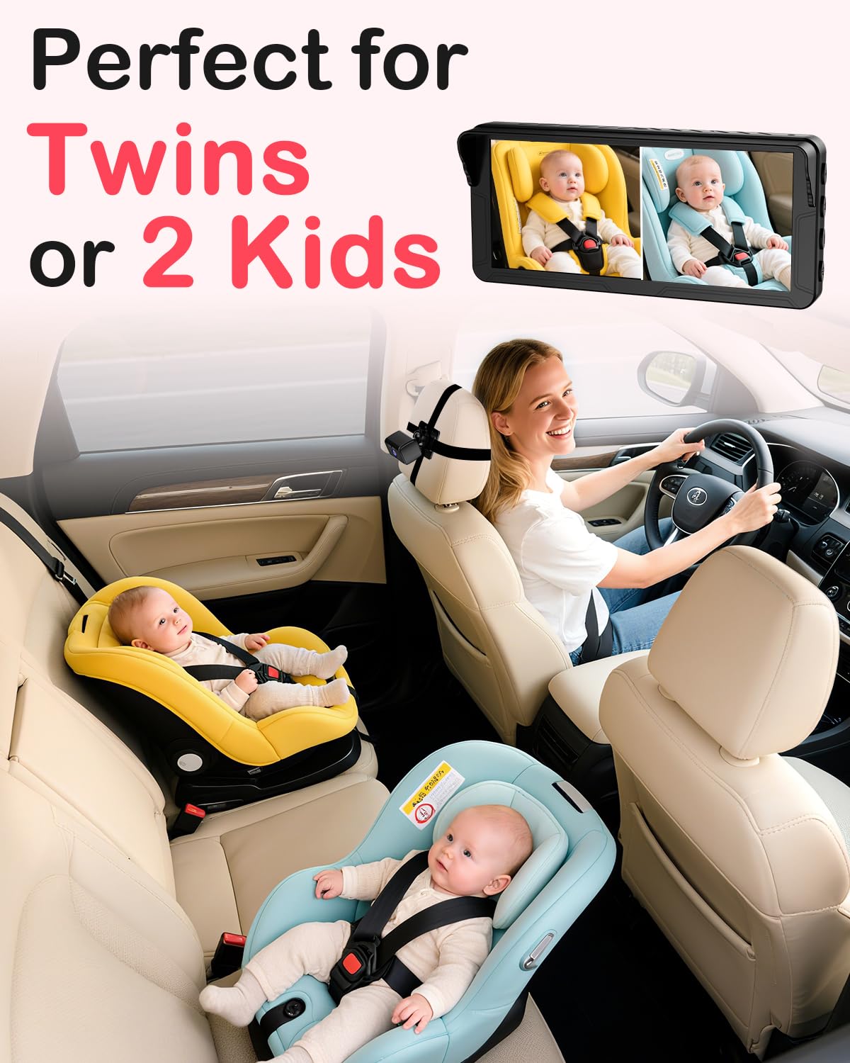 Rohent N20 6-9-inch split screen helps you see both seats at a glance