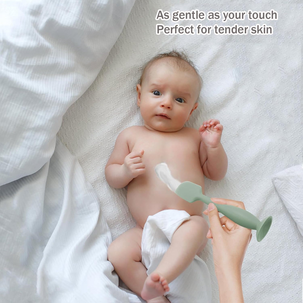 ROHISOM diaper spatula with suction base enables one-handed diaper changes