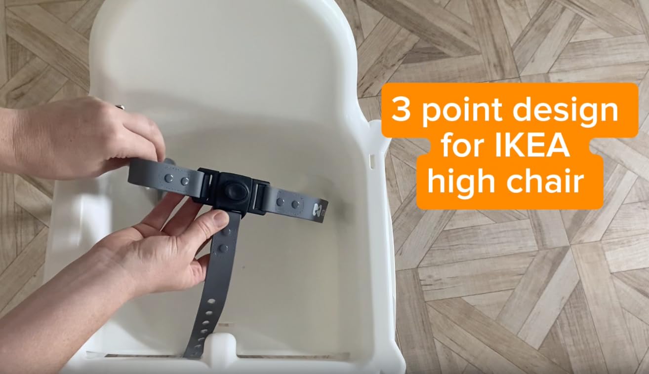 Roka Harness universal 3-point fit image demonstrates broad chair compatibility.