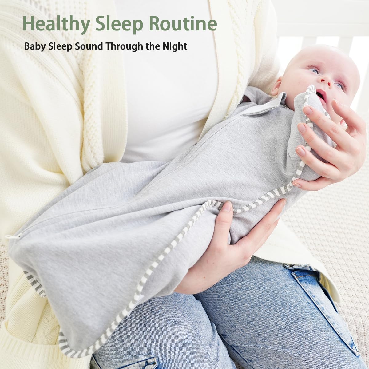 Roksuma 0.8 TOG swaddle keeps baby warm in moderate climates