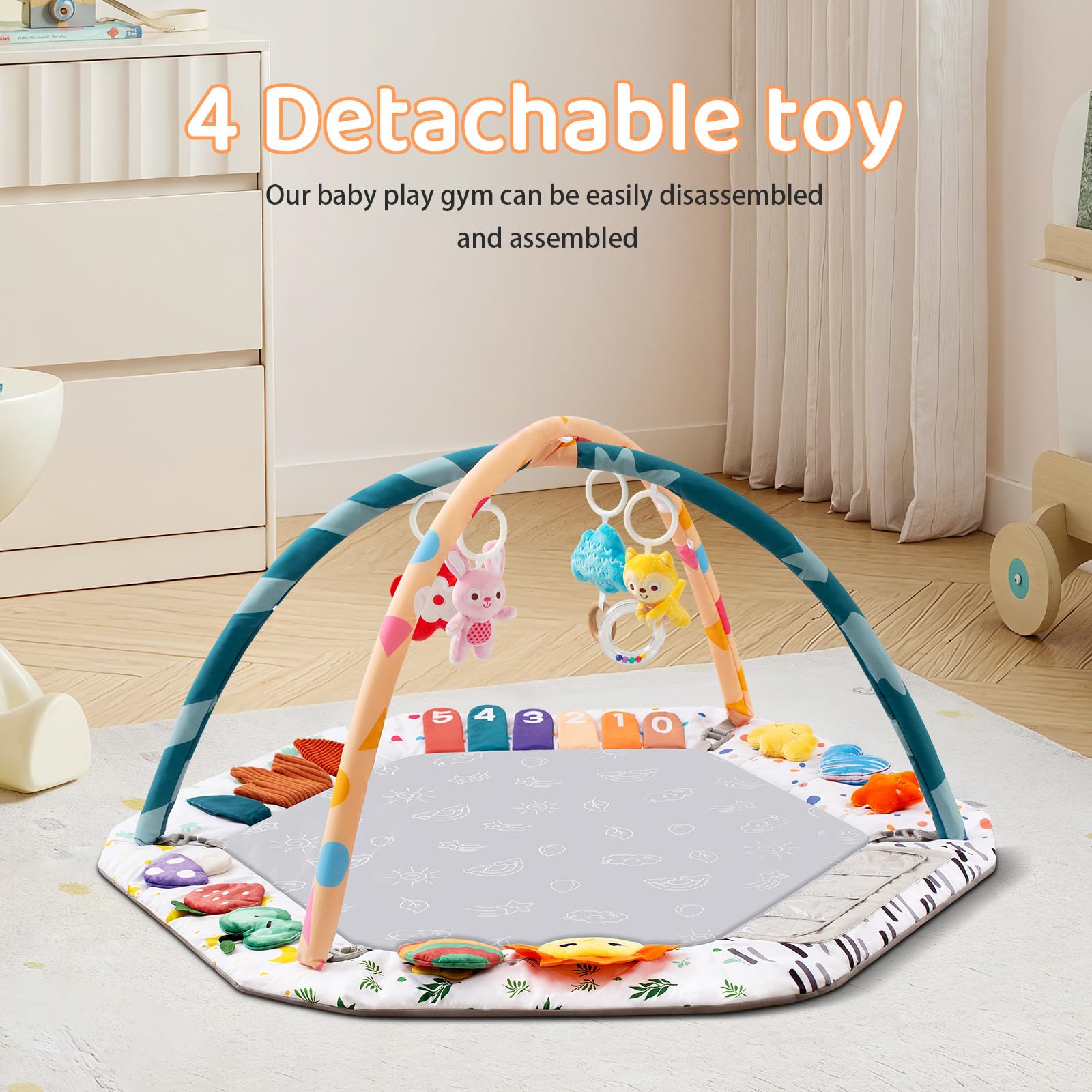 ROMAGIO cognitive card on the gym mat supports visual exploration
