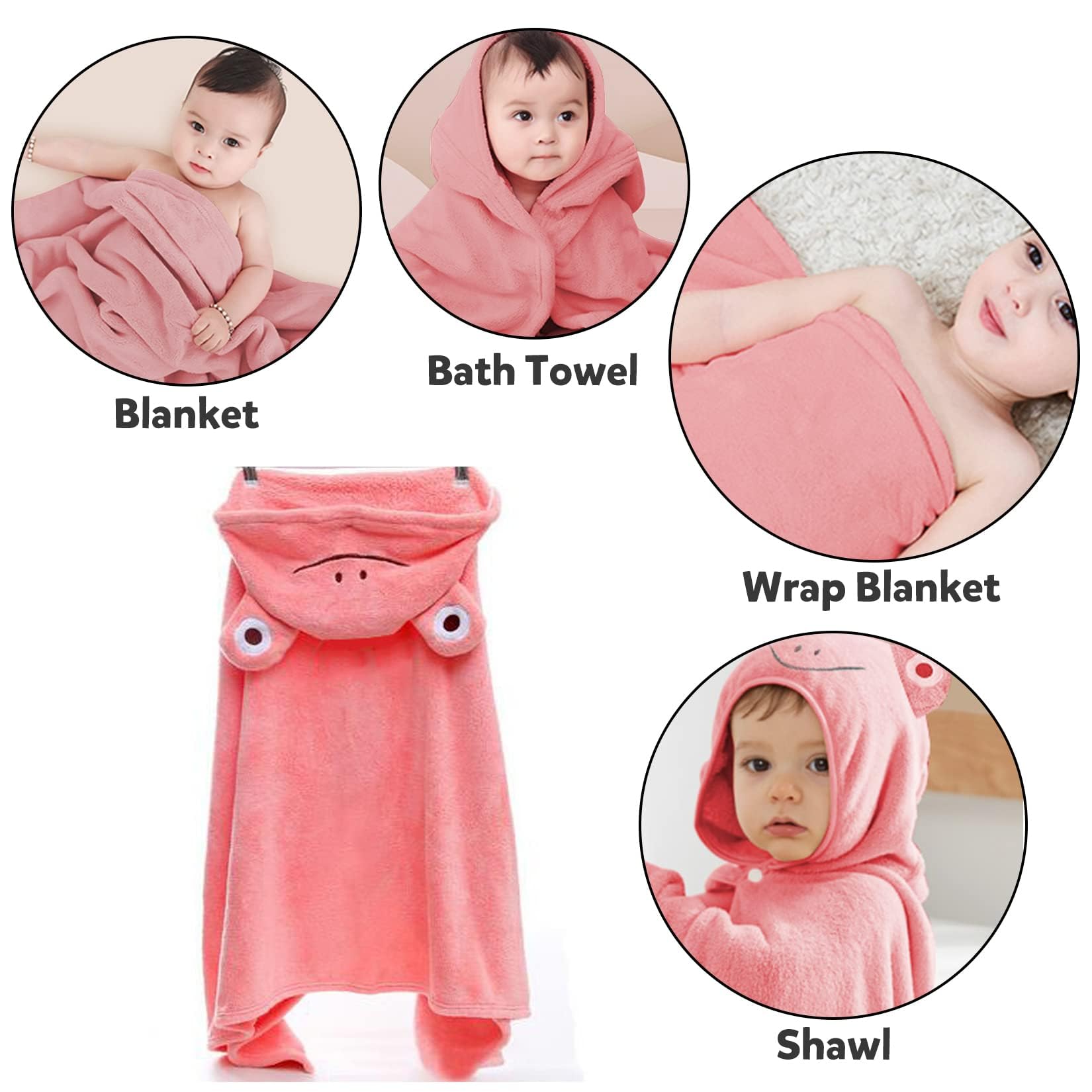 ROMASA baby bath towel pink color image communicates soft, gentle wrap
