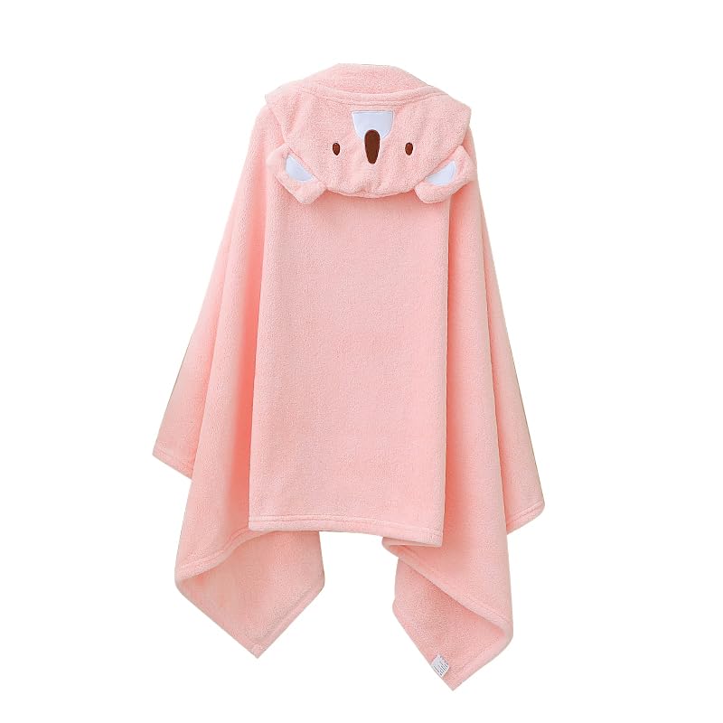 ROMASA baby hooded towel pink koala face close-up showing cozy hood.