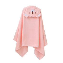 ROMASA baby hooded towel pink koala face close-up showing cozy hood.