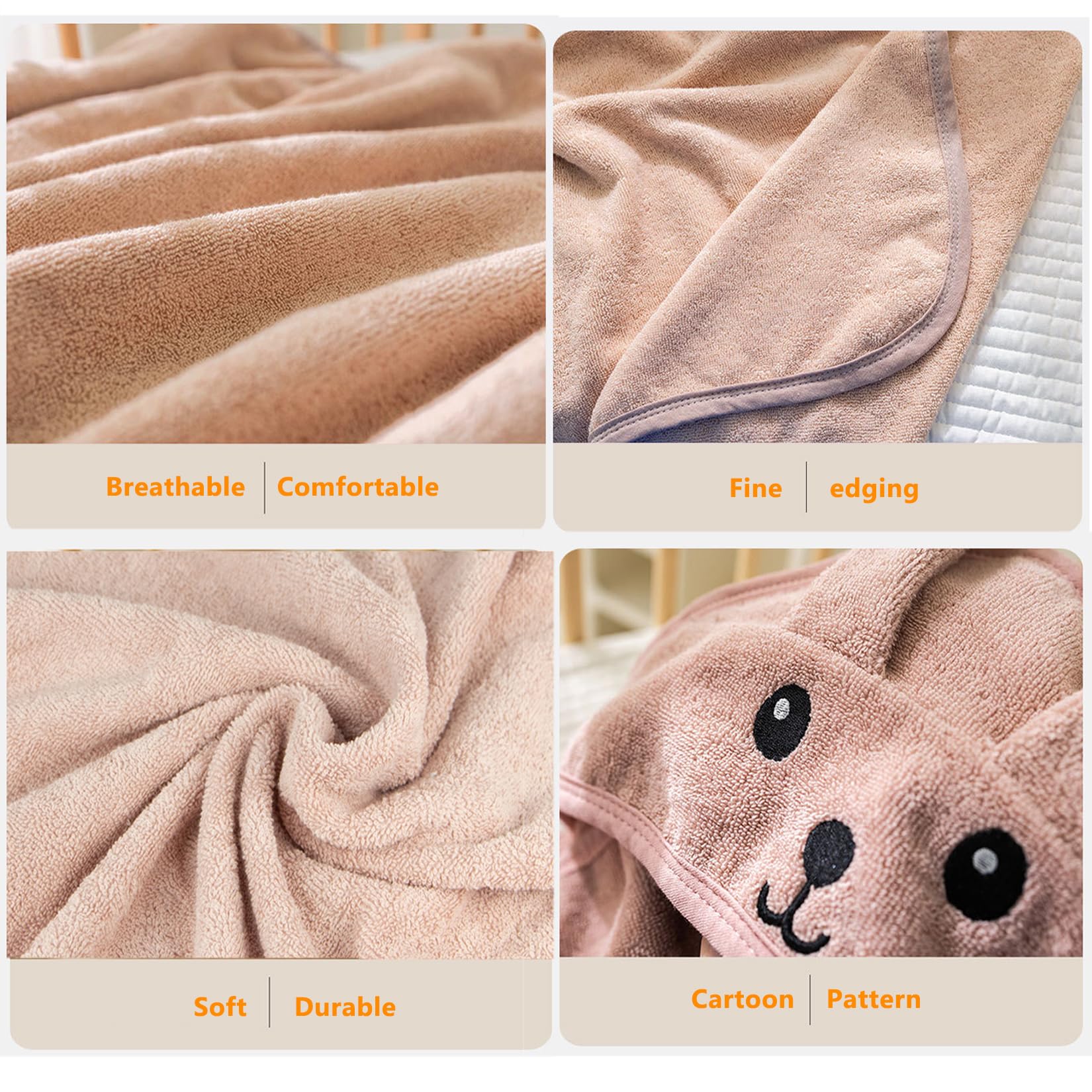 ROMASA hood detail highlights easy-wrap hood for hair drying.