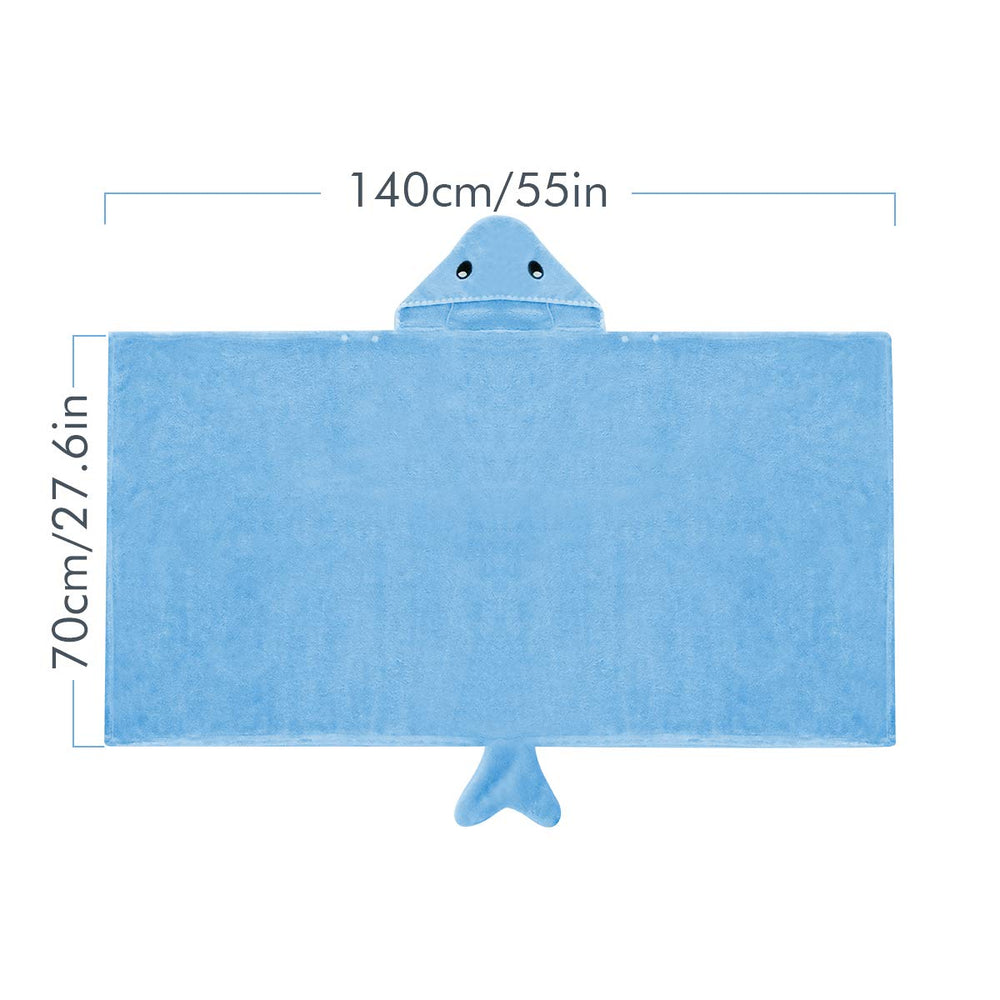 ROMASA blue shark hooded toddler towel hood keeps baby's head warm and hair dry.