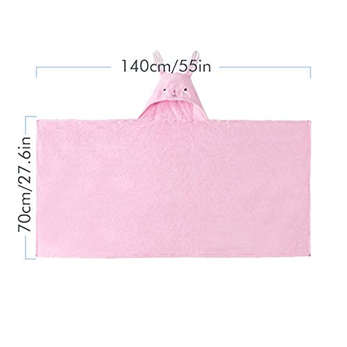 ROMASA pink rabbit hooded towel shows the ears and hood, great for drying hair.