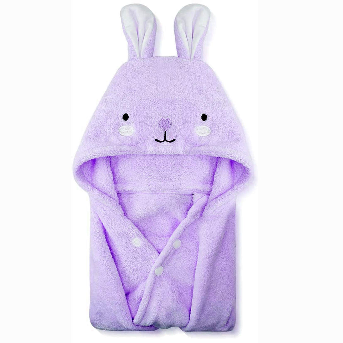 ROMASA toddler hooded bath towel in purple with hood for quick bath-time drying
