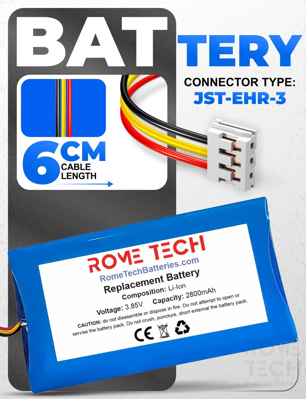 Rome Tech 2800mAh battery enabling longer DXR-8 Pro monitoring