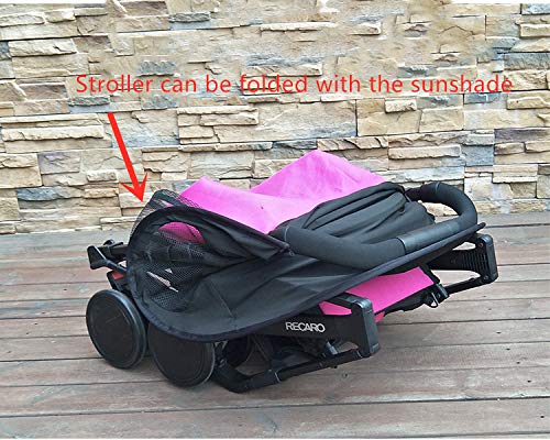 ROMIRUS sunshade extension clip demonstrates compatibility with a range of canopies.