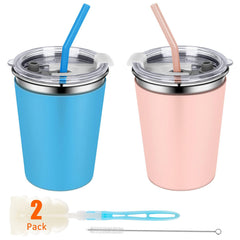 Rommeka 2Pack Kids Cups blue sleeve for easy grip and identification.