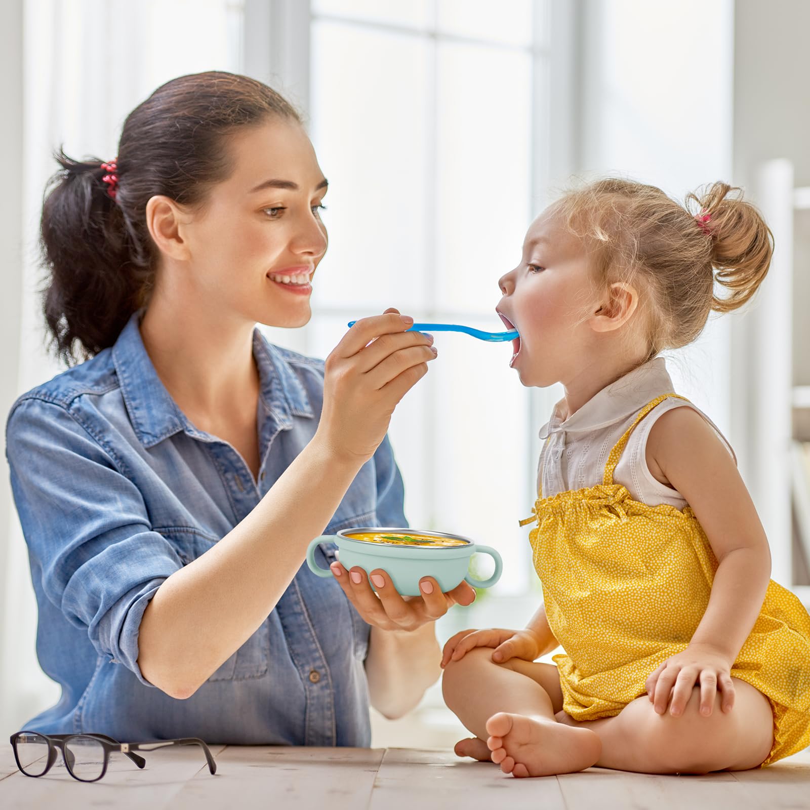 Rommeka dishwasher-safe kids bowl with smooth surface for easy cleaning