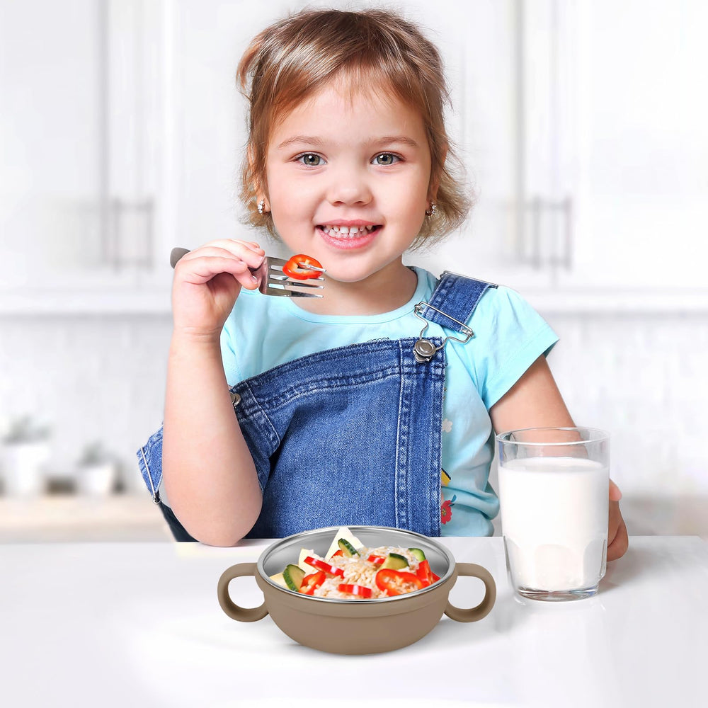Rommeka soft-touch silicone shell reduces noise when bowls set down