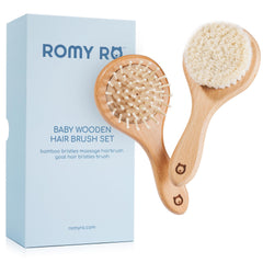 ROMY RO baby wooden brush set with bamboo bristles for gentle scalp care
