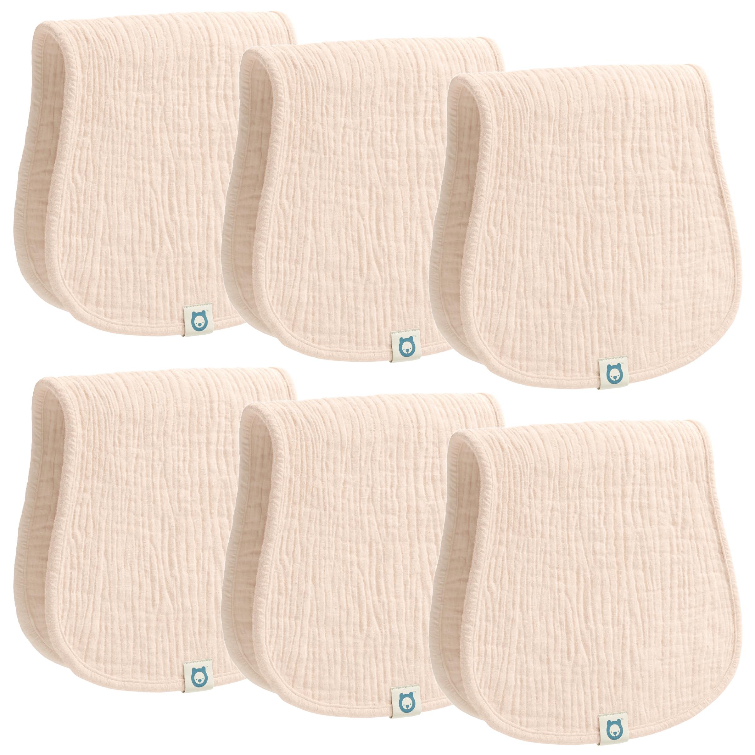 ROMY RO burp cloths in apricot solid color, ultra-absorbent muslin for quick cleanup