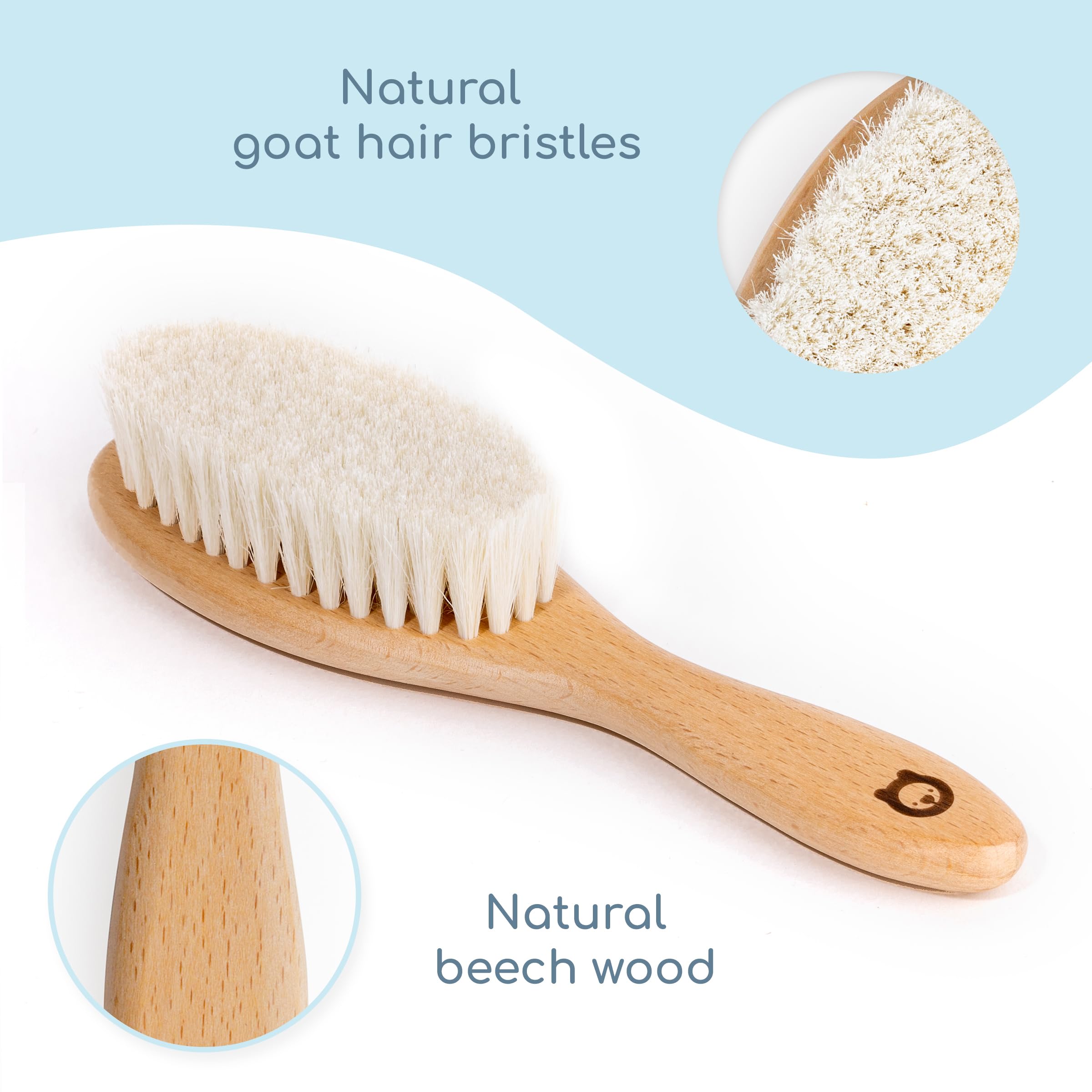 ROMY RO cradle-cap massage demo with natural bamboo and goat hair bristles.