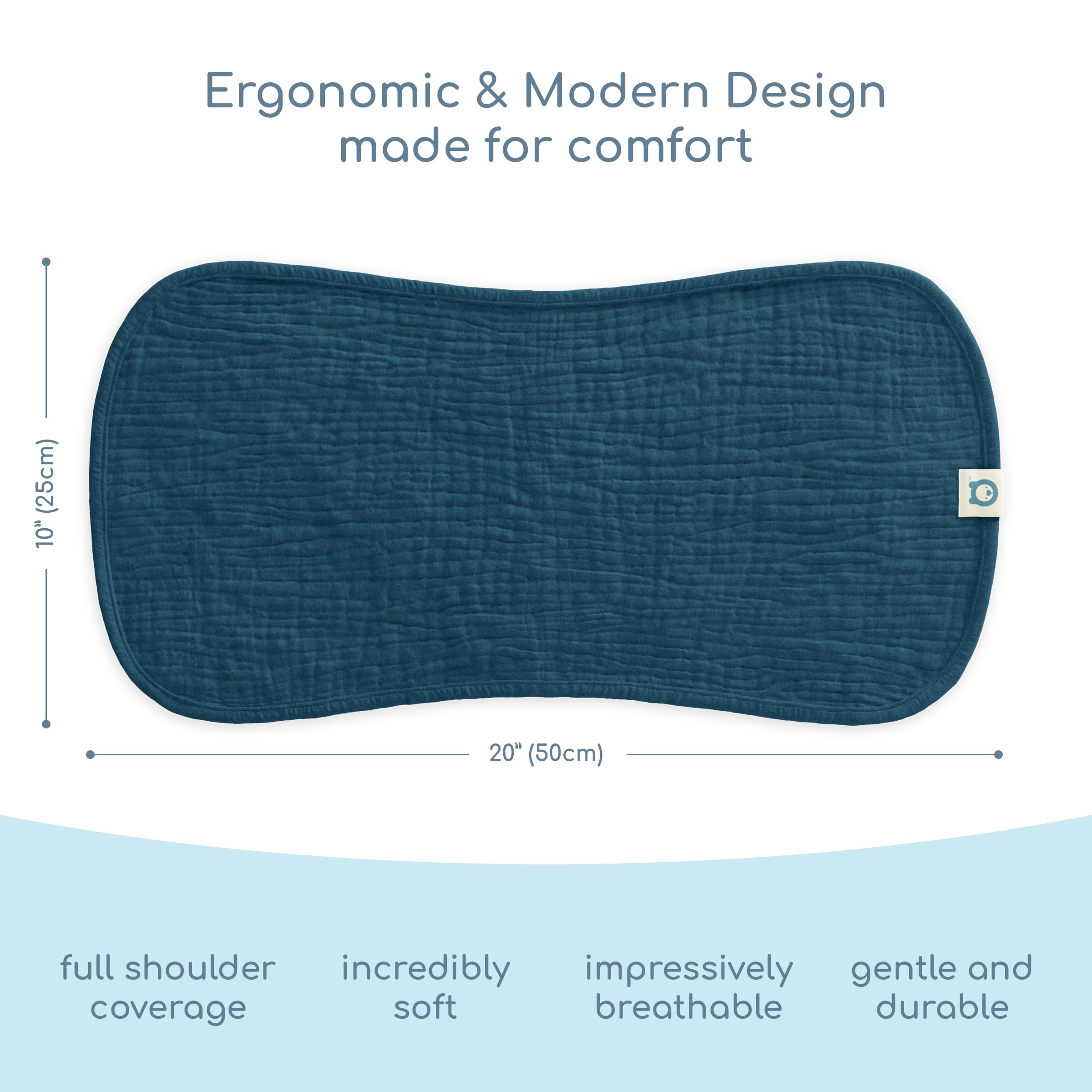 ROMY RO burp cloth close-up shows multi-layer absorbency for quick mess cleanup.