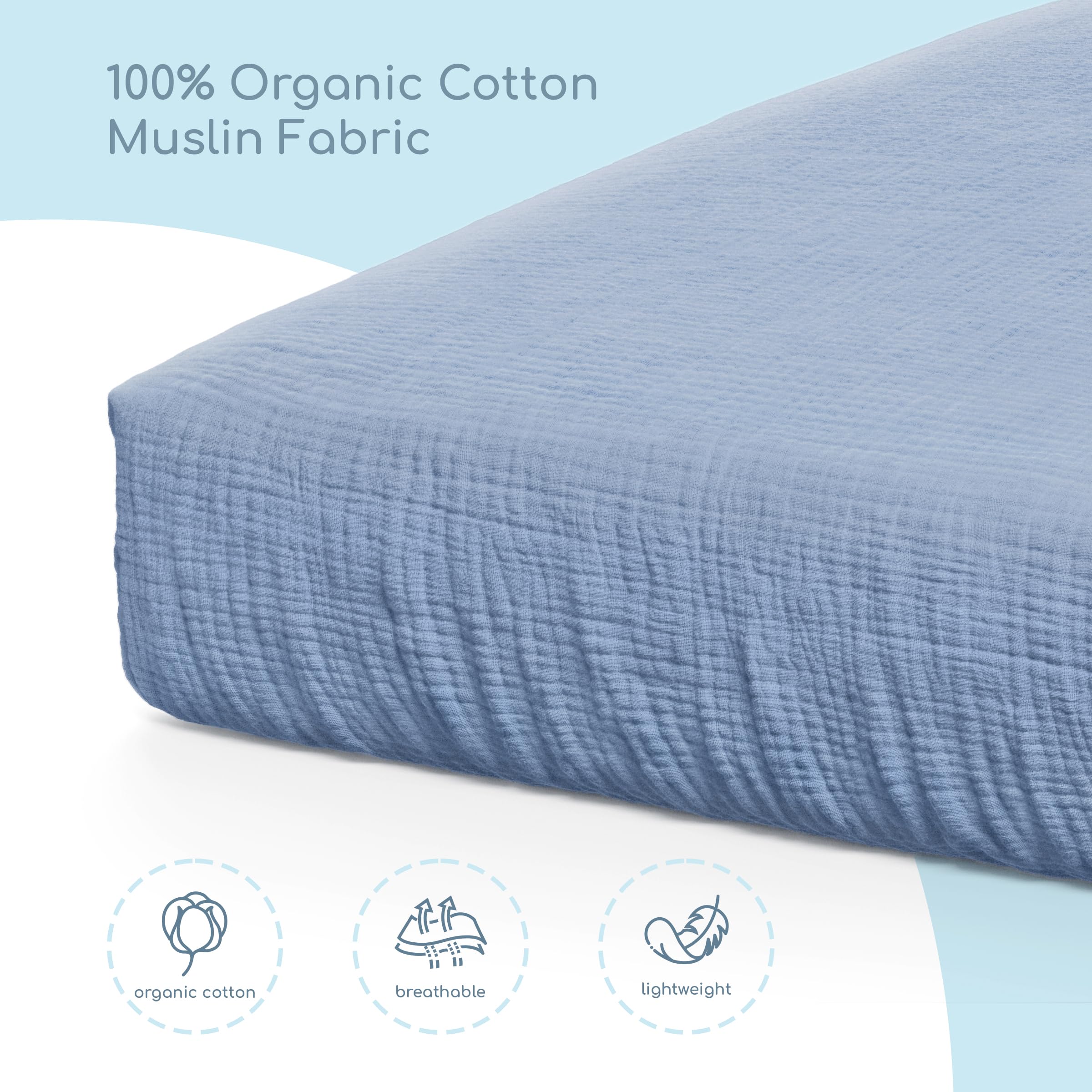 ROMY RO muslin crib sheet dual-layer durability close-up