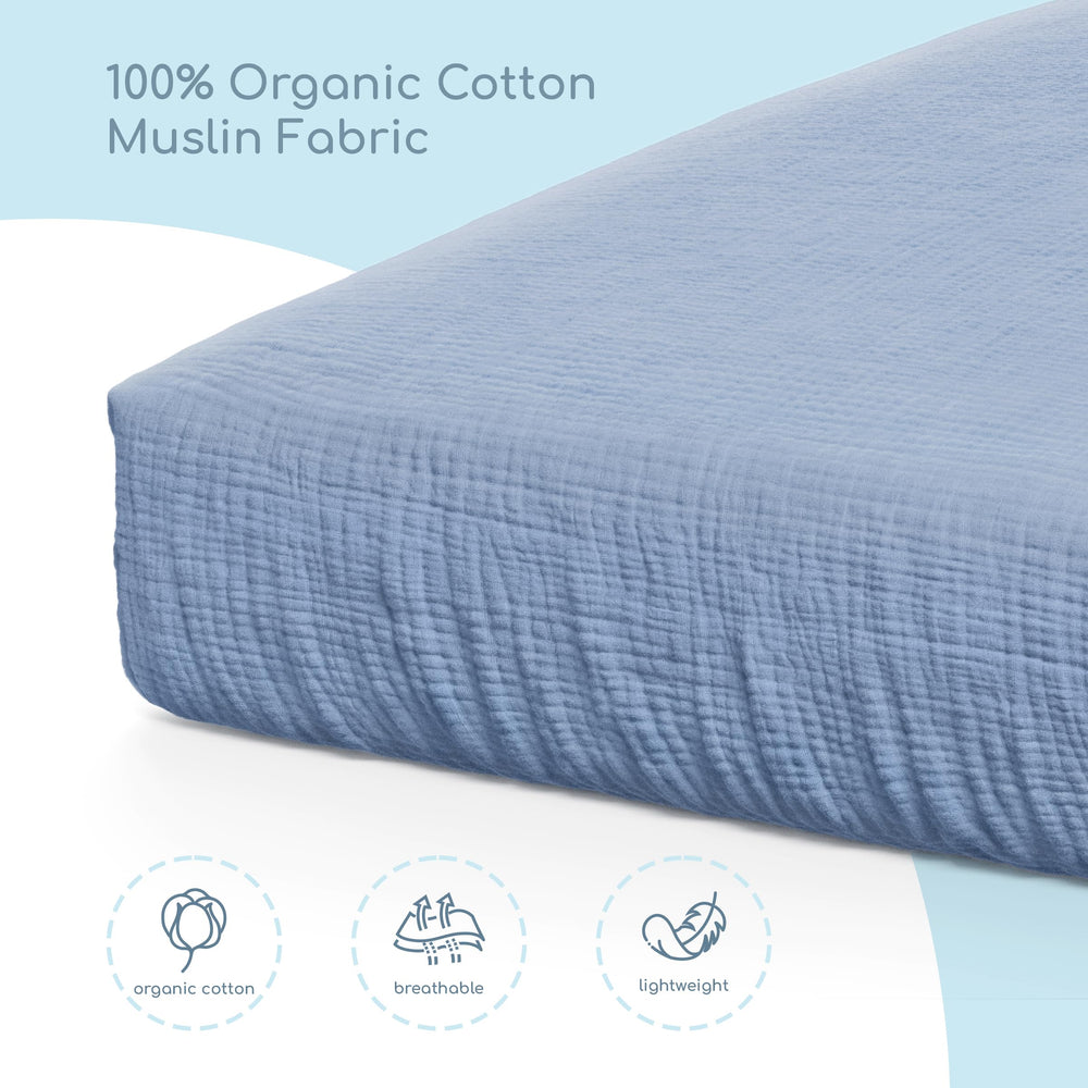 ROMY RO muslin crib sheet dual-layer durability close-up