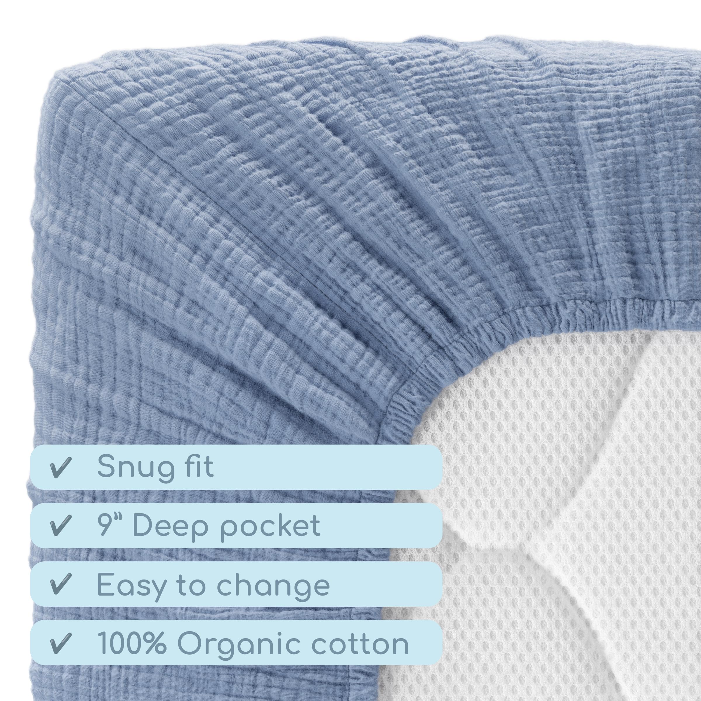 ROMY RO muslin crib sheet easy-care wash photo