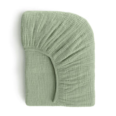 ROMY RO muslin crib sheet with soft, breathable fabric for cozy baby sleep.