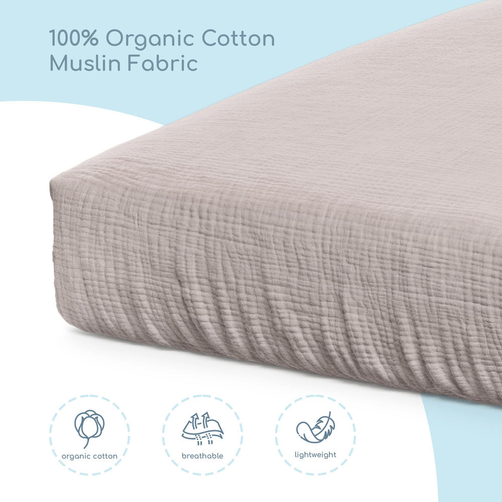 ROMY RO standard 28x52 crib sheet fits common mattresses neatly.