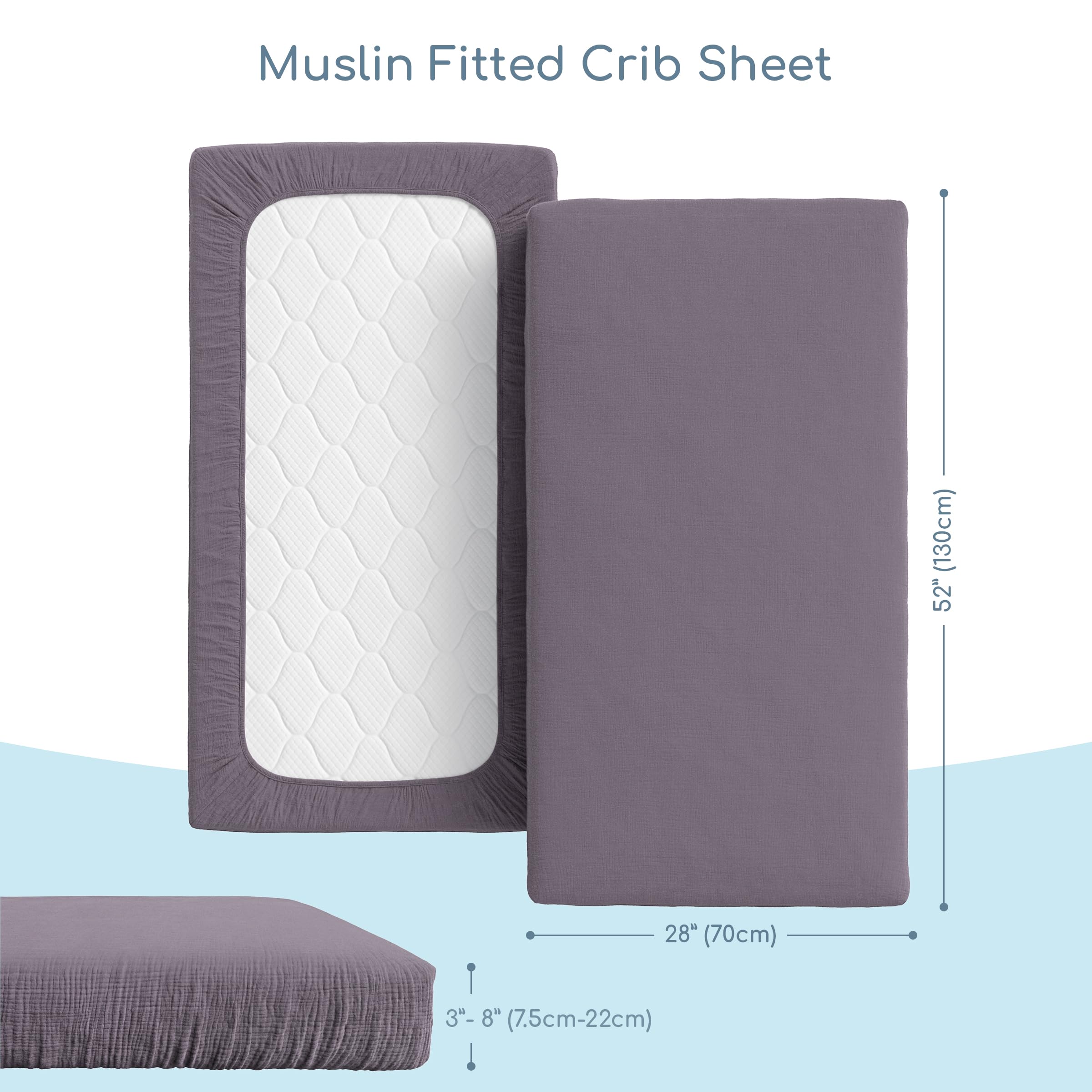 ROMY RO dark grey muslin sheet with neutral design for calm nursery