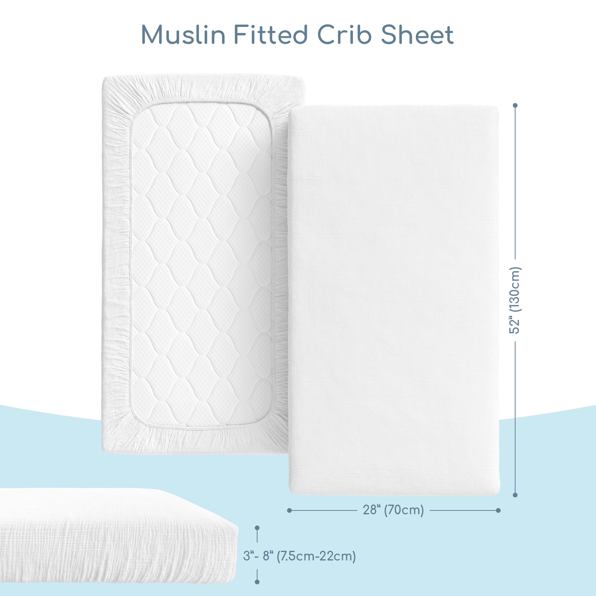 Romy Ro muslin crib sheets elastic band fit ensures wrinkle-free secure cover