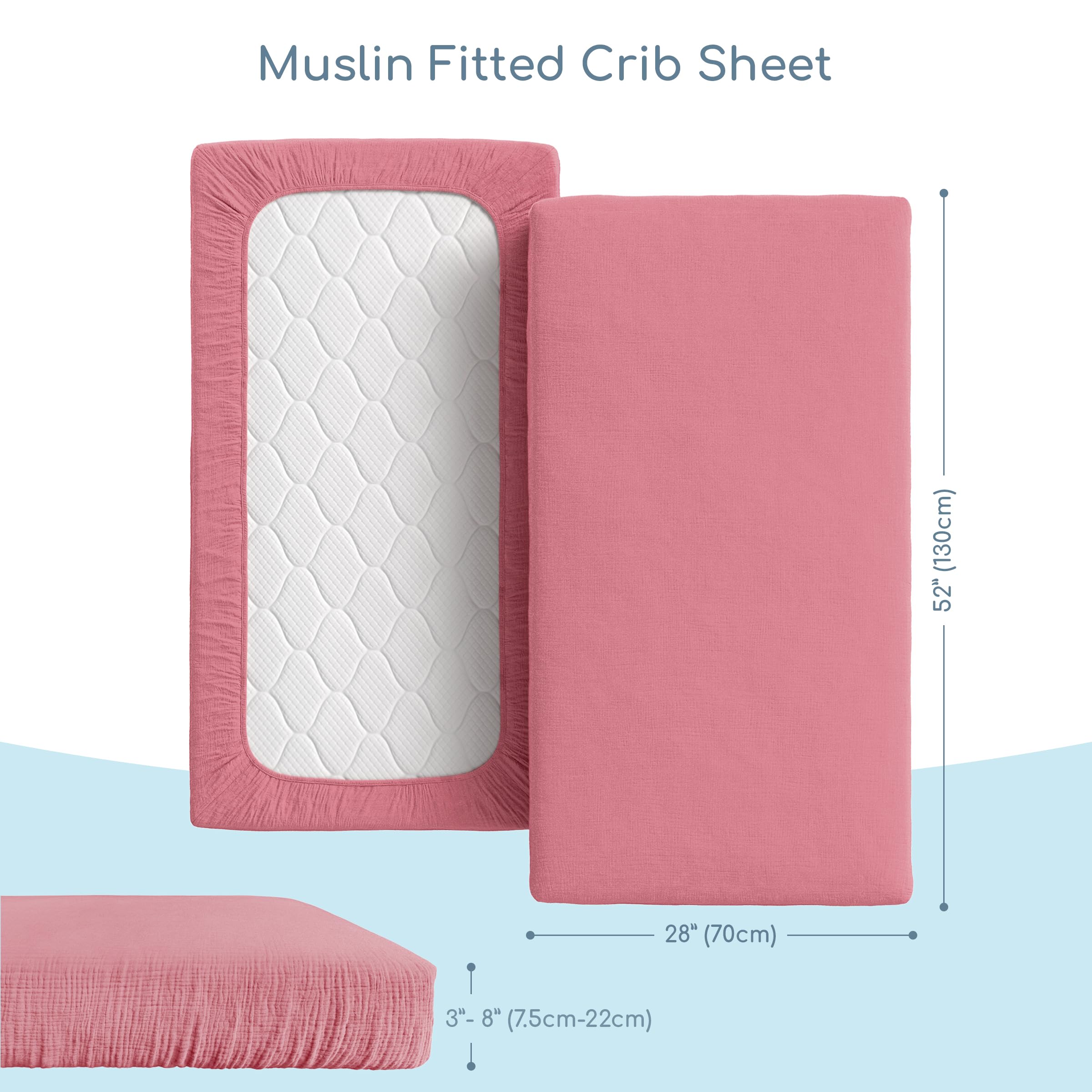 ROMY RO Muslin crib sheet—gender-neutral design complements any nursery style.