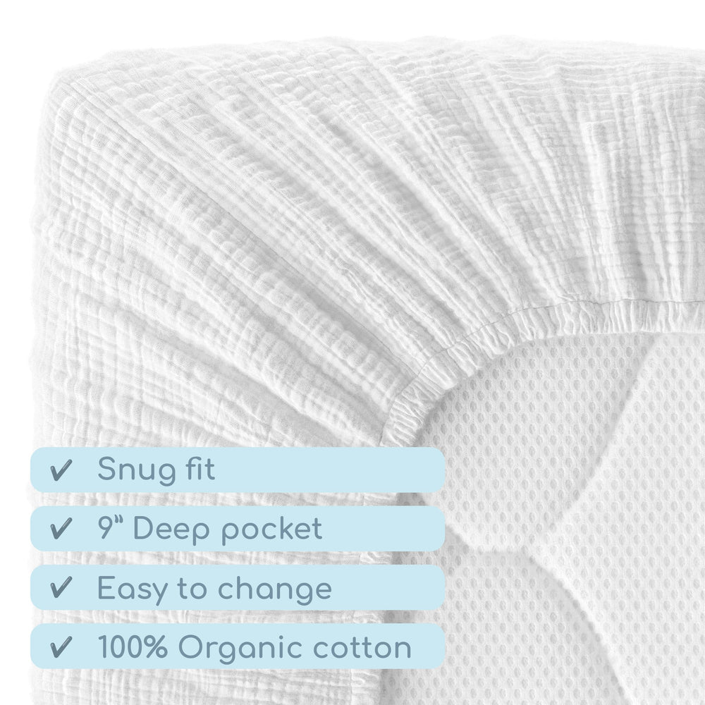 Romy Ro muslin crib sheets machine-wash friendly for easy cleanup