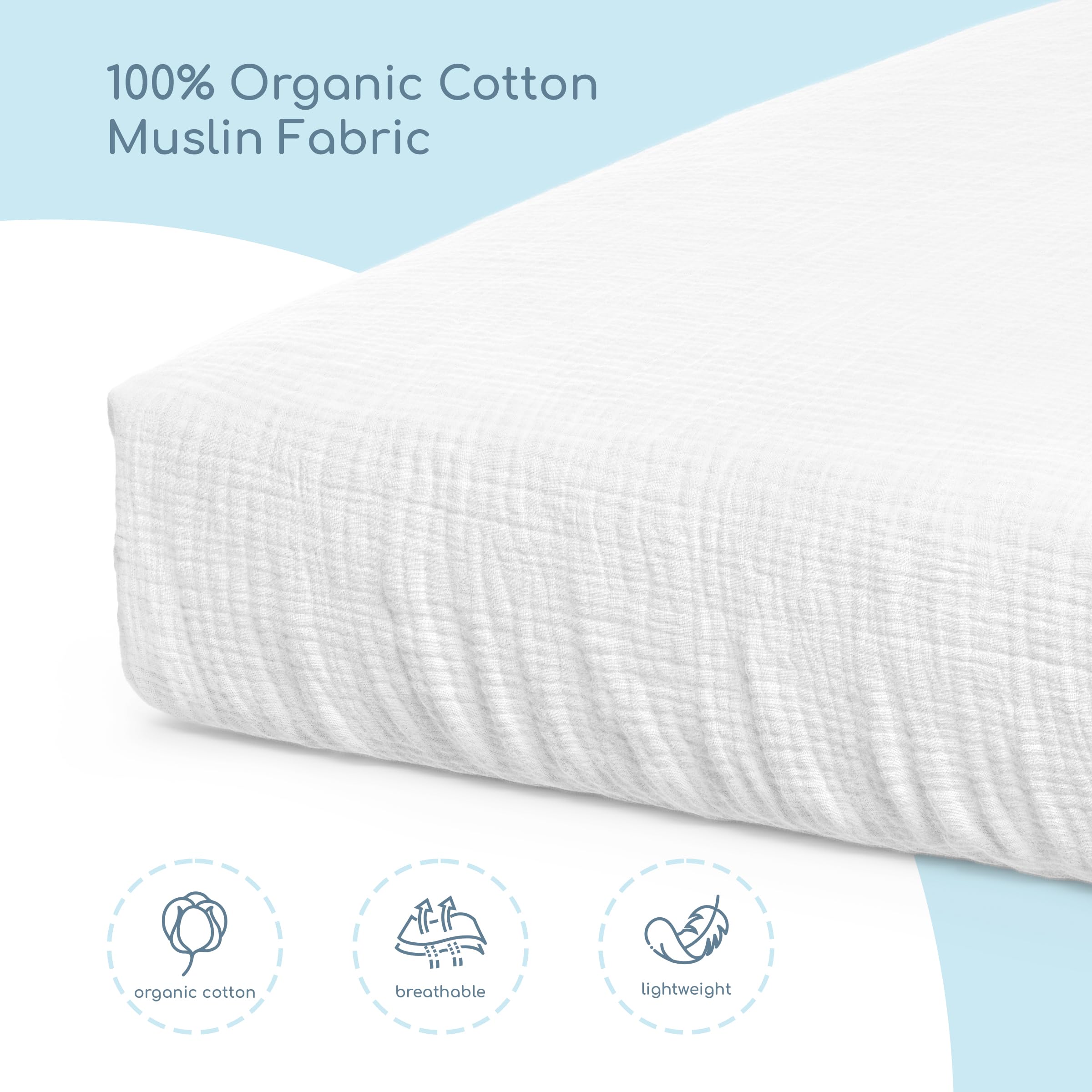 Romy Ro muslin crib sheets gender-neutral design enables easy nursery styling