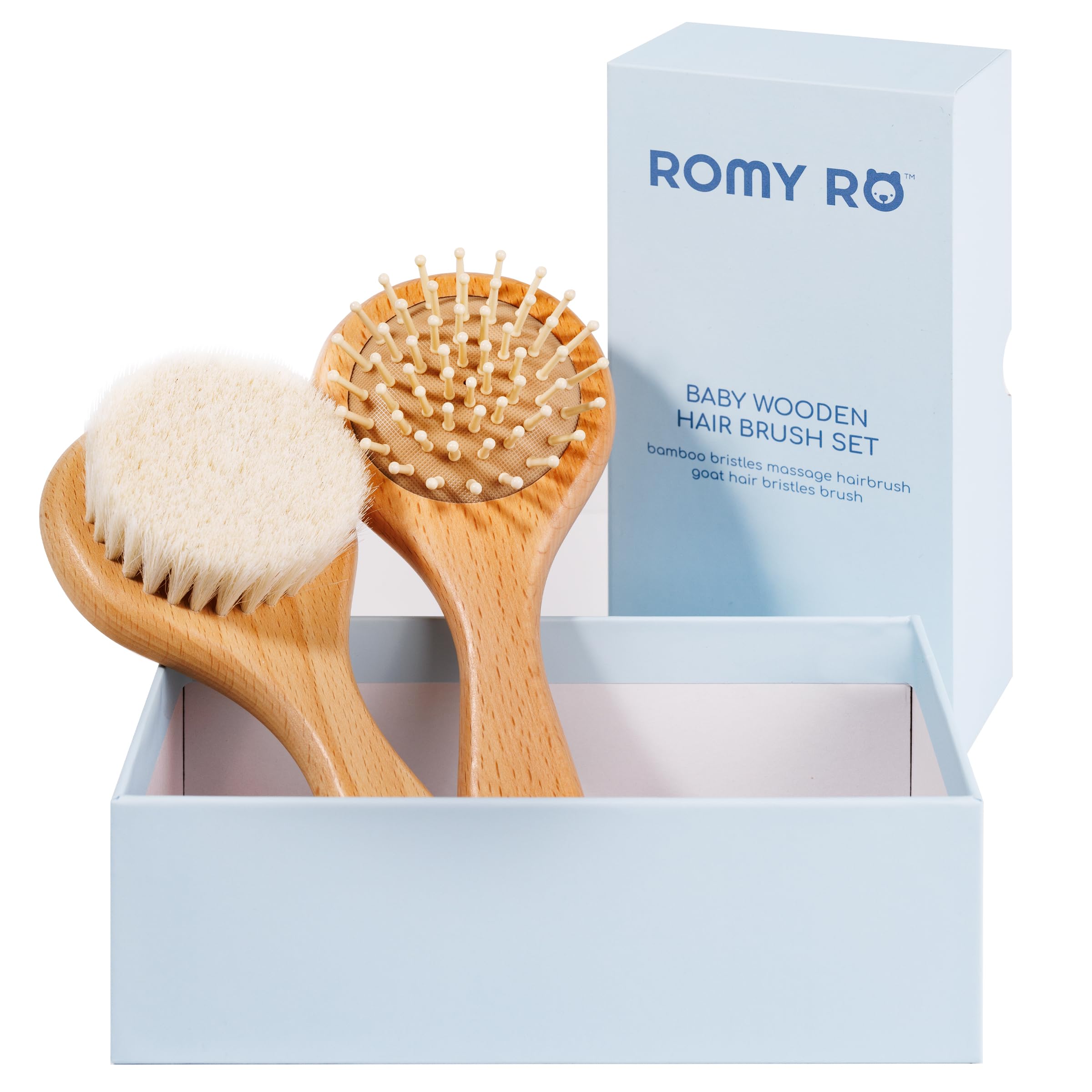 ROMY RO wooden brushes for durable toddler hair care