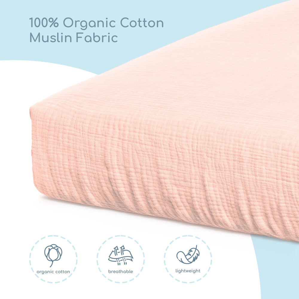 ROMY RO muslin crib sheet apricot dual-layer design enhances longevity
