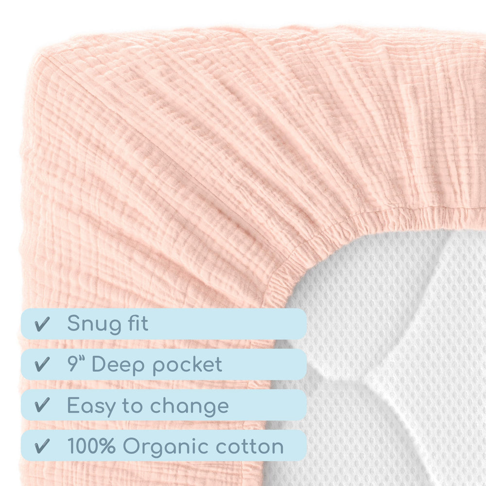 ROMY RO muslin crib sheet apricot nursery style complements any room