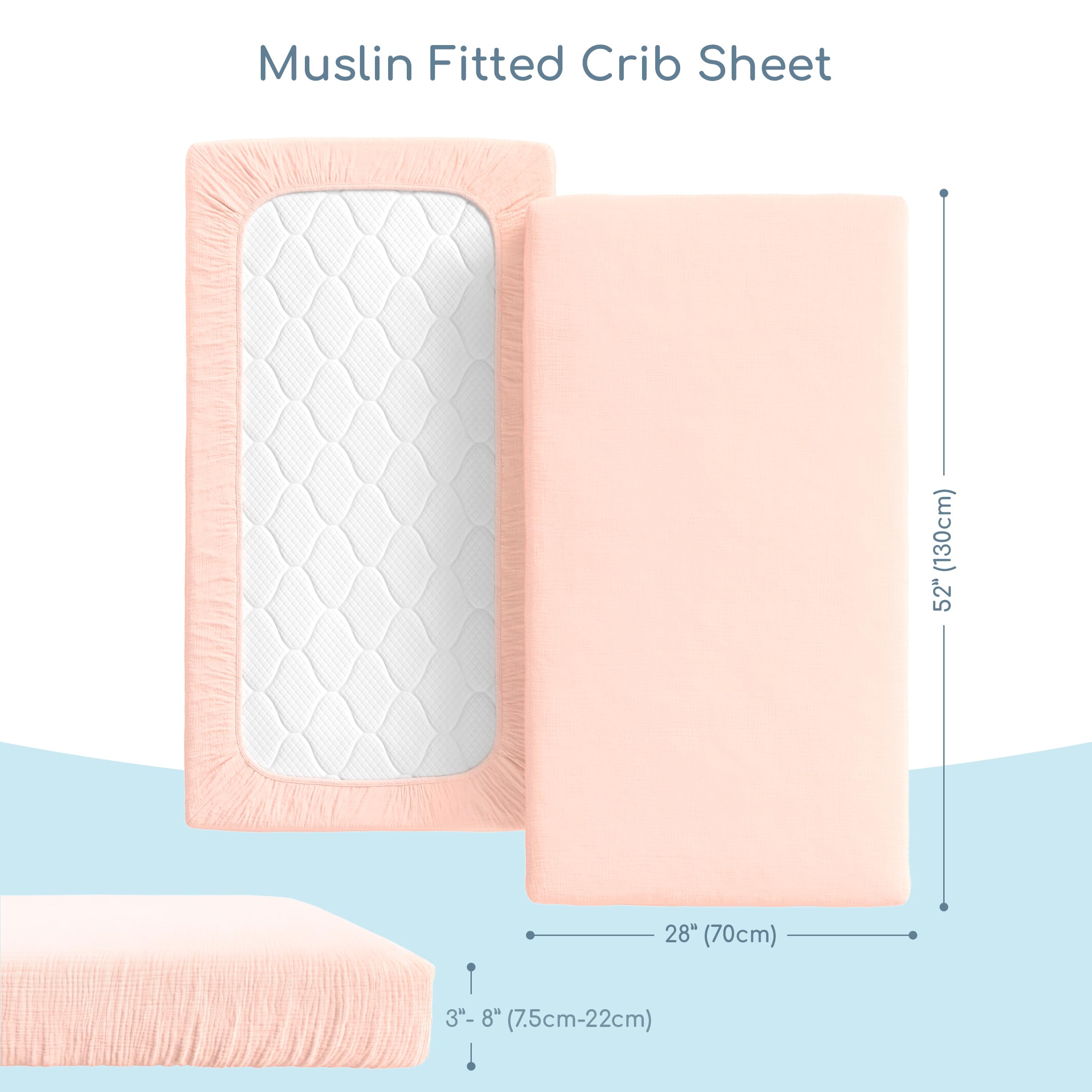 ROMY RO muslin crib sheet apricot standard 28x52 fit for standard cribs