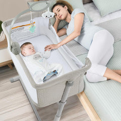 RONBEI baby bassinet bedside sleeper assembled for close, convenient nighttime care.