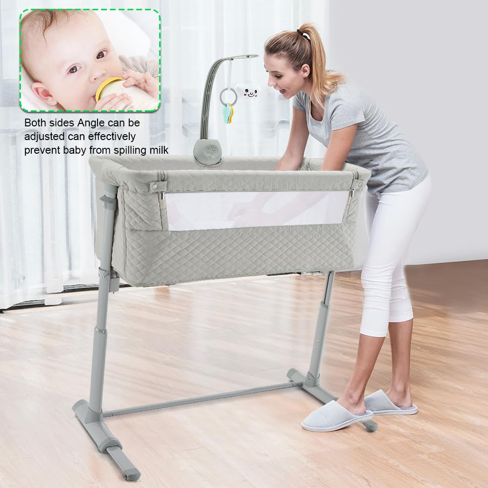 RONBEI foldable portable bassinet ready for travel and quick storage.