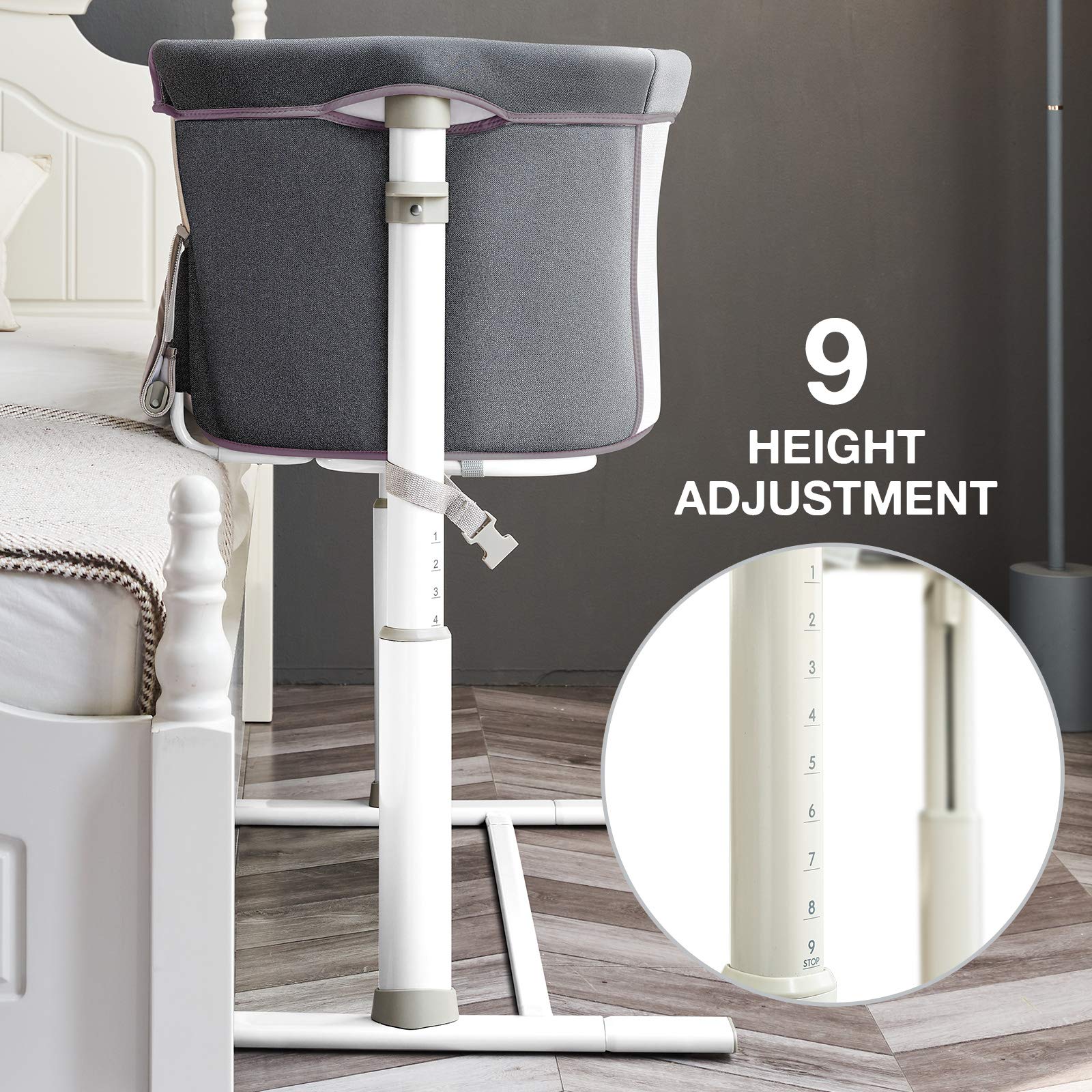 RONBEI portable bedside sleeper adapts to room setup.