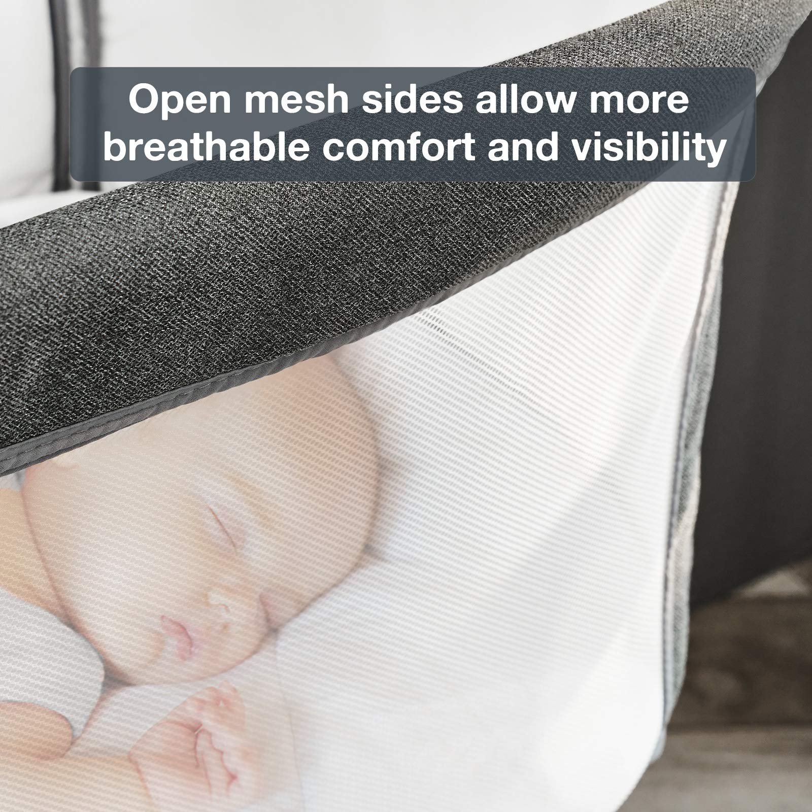 RONBEI bassinet side panel for quick access during soothing moments