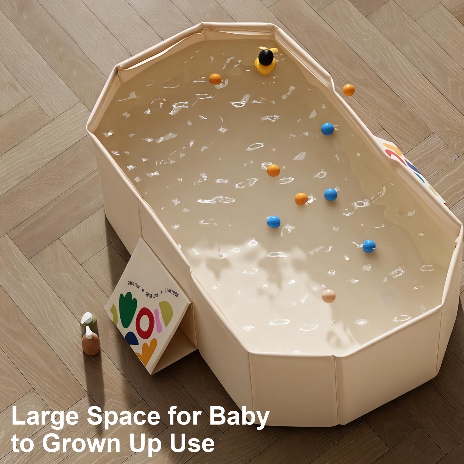 RONBEI foldable tub quick-drain feature makes cleanup quick after bath time.