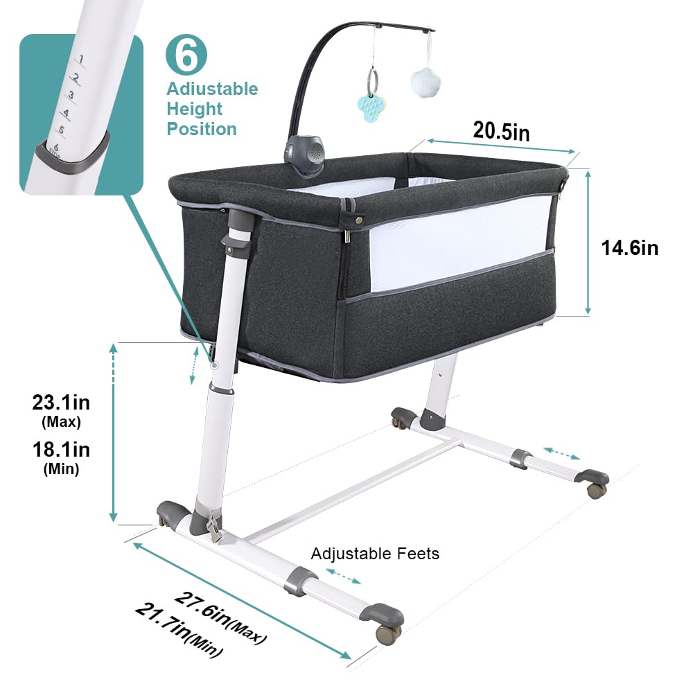 RONBEI dark grey finish blends with nursery decor and lighting.